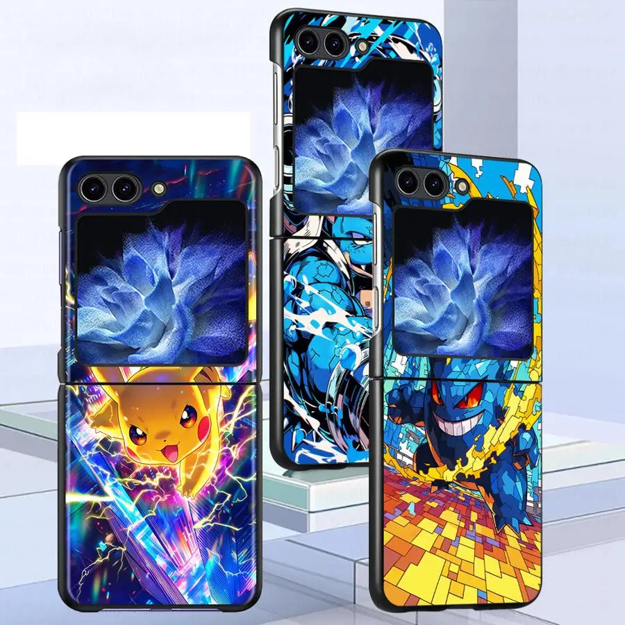 Case for Samsung Galaxy Flip5 Flip6 Z Flip 7 6 5 4 3 Flip3 Flip4 Flip7 FE Back Phone Cover Funda Cute Pikachu Pokemon