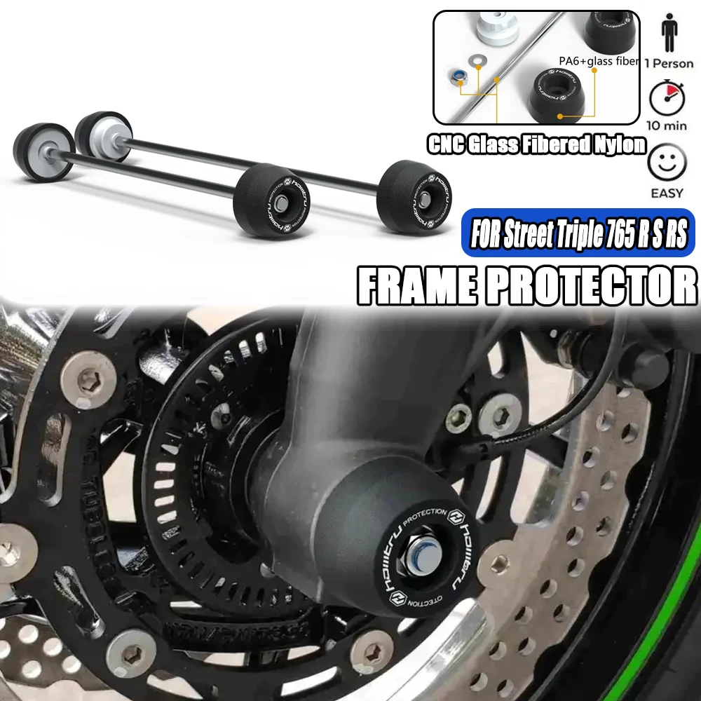 

For Triumph Street Triple 765 R S RS / 675 R RX / Street Triple 660S / 2007-2023 Front Rear wheel Spindle Crash Protection