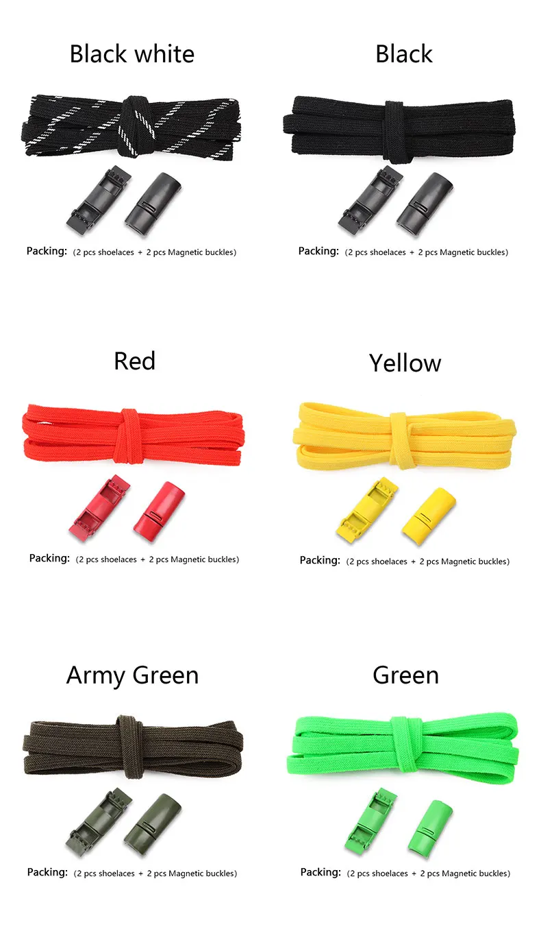 Magnetic Lock Shoelaces Elastic No Tie Shoe Laces Sneakers Shoelace For Kids and Adult One Size Fits All Shoes Shoestrings 1Pair