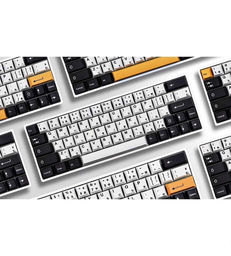 Black and yellow Japanese keycap 145 key PBT keycap Cherry original height five-sided sublimation process