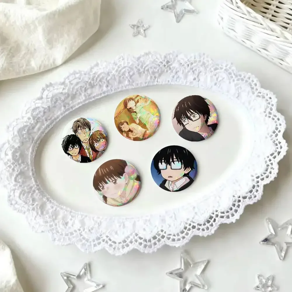 Anime March Comes In Like A Lion For Badge Personalized Custom Laser Reflective Hologram Metal Enamel Pin Brooch Souvenir Gift