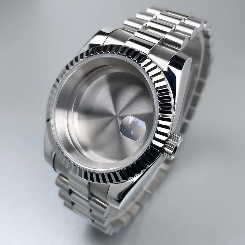 39 مللي متر NH35 حافظة DJ مزمر الحافة الياقوت الزجاج الرئيس سوار الفولاذ المقاوم للصدأ Seik Mod ل NH35 NH36 ساعة يد تعمل بالحركة