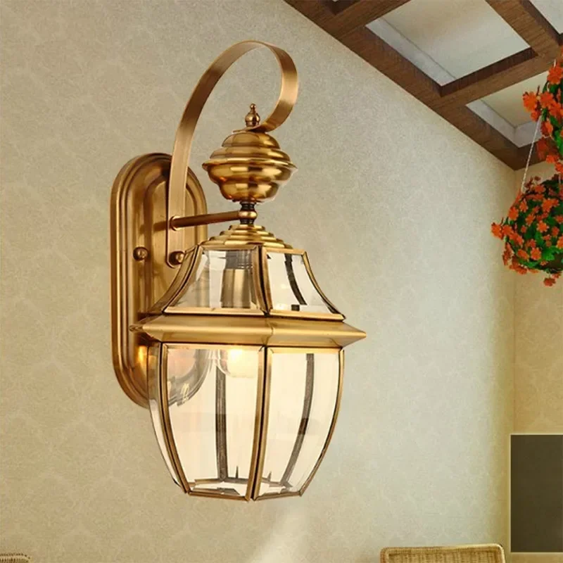 JYU الكلاسيكية الأوروبية الفاخرة البرونزية النحاس الفن في الهواء الطلق مقاوم للماء الجدار مصباح لغرفة النوم الممر غرفة المعيشة حديقة 1695