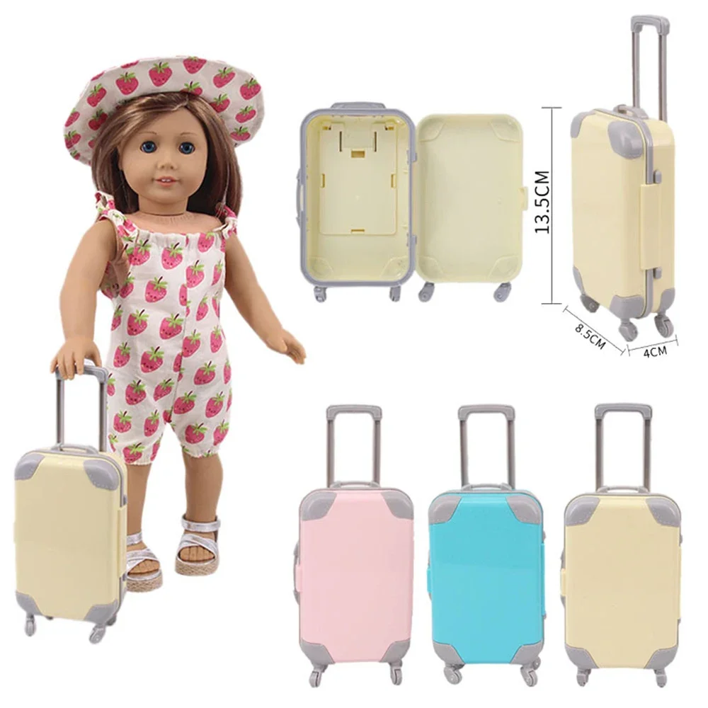 18 Inch American Doll Accessories Opaque Lid Solid Color Luggage Doll Trolley Box Dolls