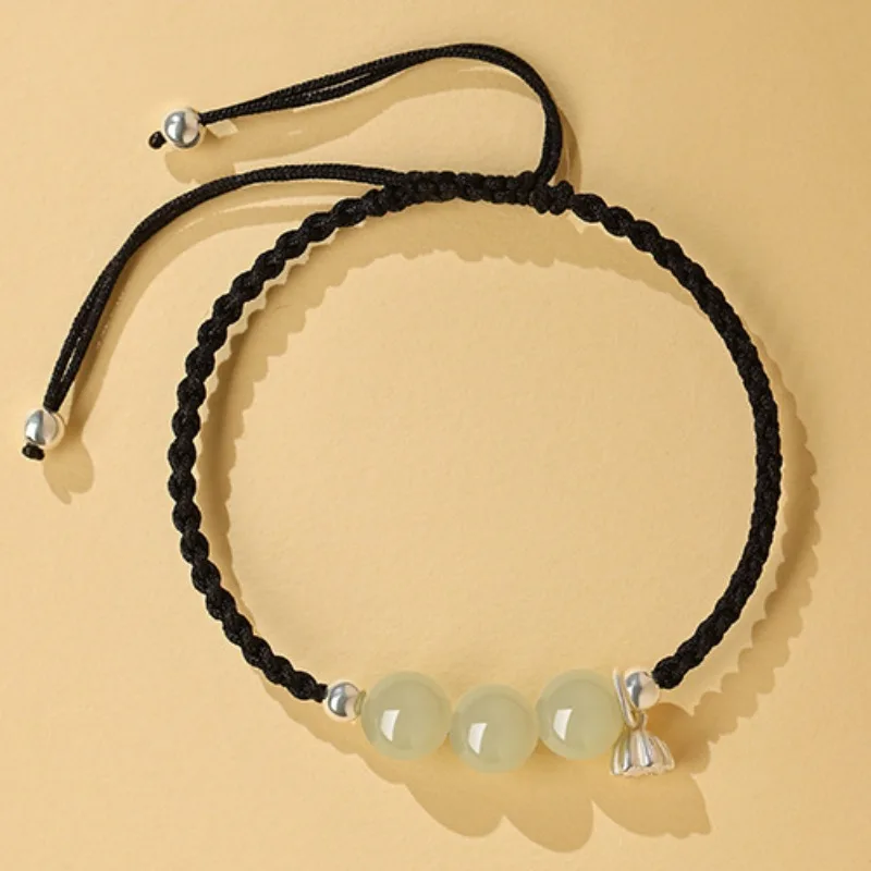 Vintage Hetian Jade Red String Bracelet for Women Handmade Braided Lucky Hand Rope Girls Gifts