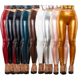 Shascullfites Melody V-förmige Bund-Leggings X Cross Leggings Sexy Leder-Leggings Kunstleder-Hosen Winter