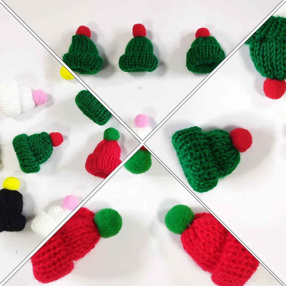 

20Pcs Mini Woollen Santa Hats Creative DIY Christmas Decor Accessories for Clothes Shoes Phone Case Decoration