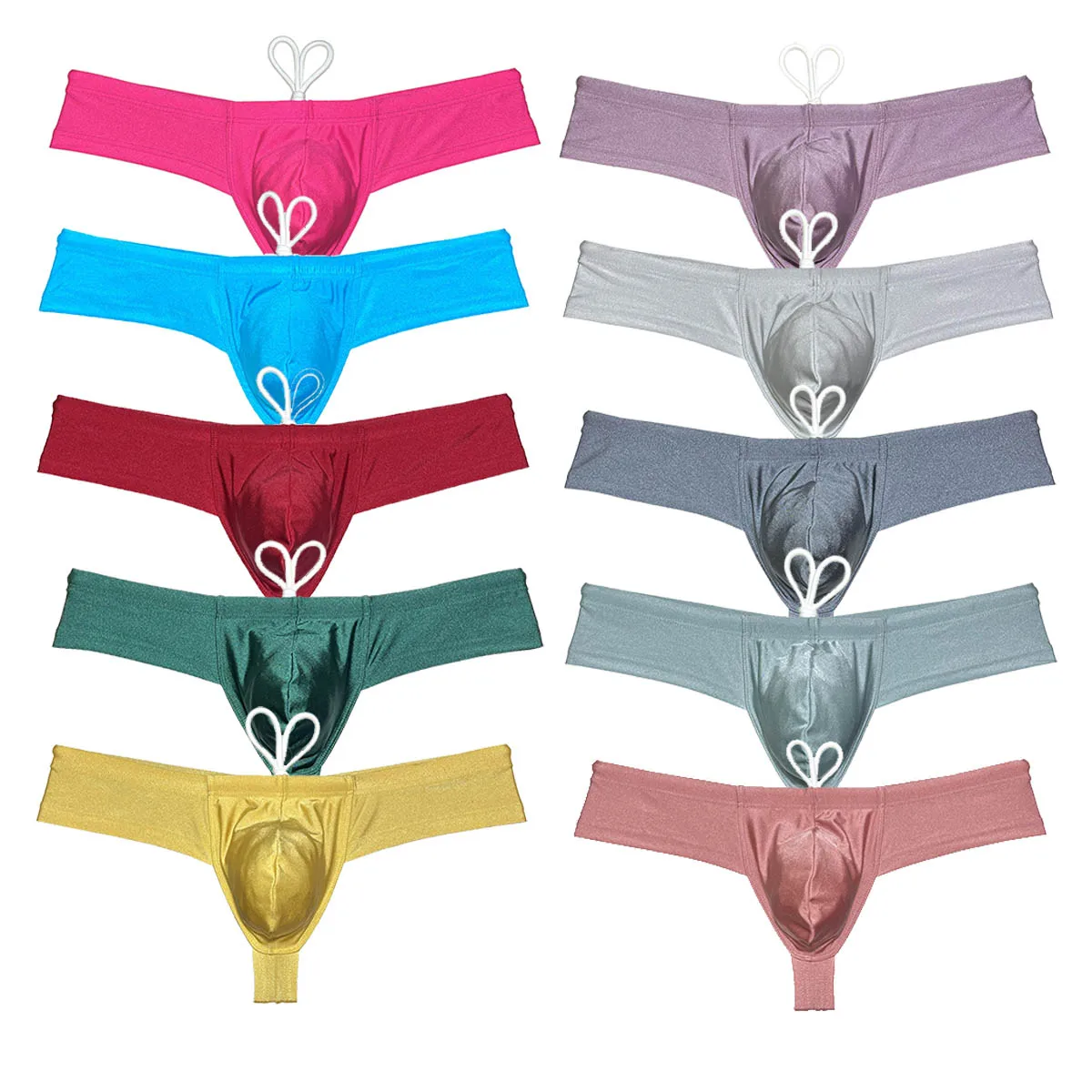 

Cheeky Men's Swim Briefs Drawstring Solid Swimwear Quick-dry Pouch Tangas Underwear Comfy Breathable Bathing Suit Surfing Trunks