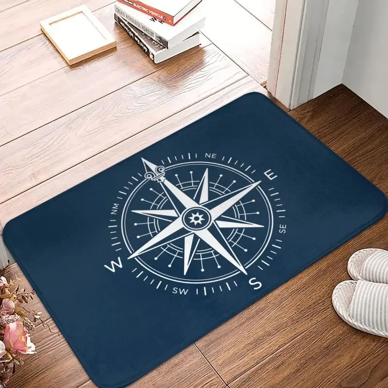 Vintage Nautical Compass Doormat Mat Anti-Slip Captain Anchor Boat Bathroom Kitchen Balcony Rug Carpet 40*60cm Entrance Footpad