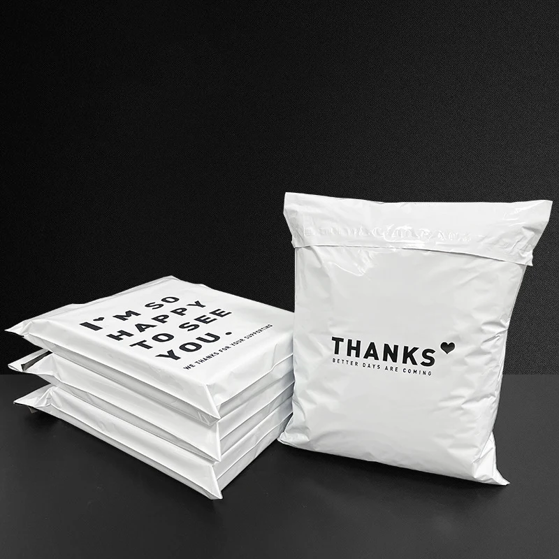 10x13 inch White Poly Mailers I\'M SO HAPPY TO SEE YOU Courier Bags Clothes Packing Mailing Envelope Business Supplies 10Pcs