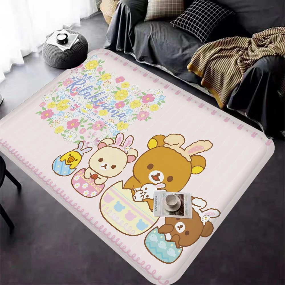 R-rilakkuma Entrance Door Mat Washable Non-Slip Living Room Sofa Chairs Area Mat Kitchen Alfombra