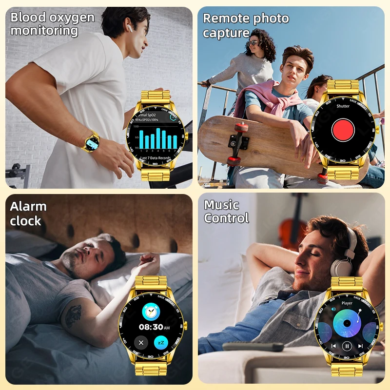 LIGE Smartwatch z funkcją połączeń Bluetooth, monitorowanie tętna i zdrowia, luksusowy zegarek sportowy dla mężczyzn, wodoodporny smartwatch + pudełko