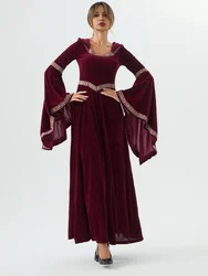 Medieval Retro Gothic Hoodie Witch Long Skirt Luxury Women's Party Dress Cosplay Vampire Halloween Adult Costume