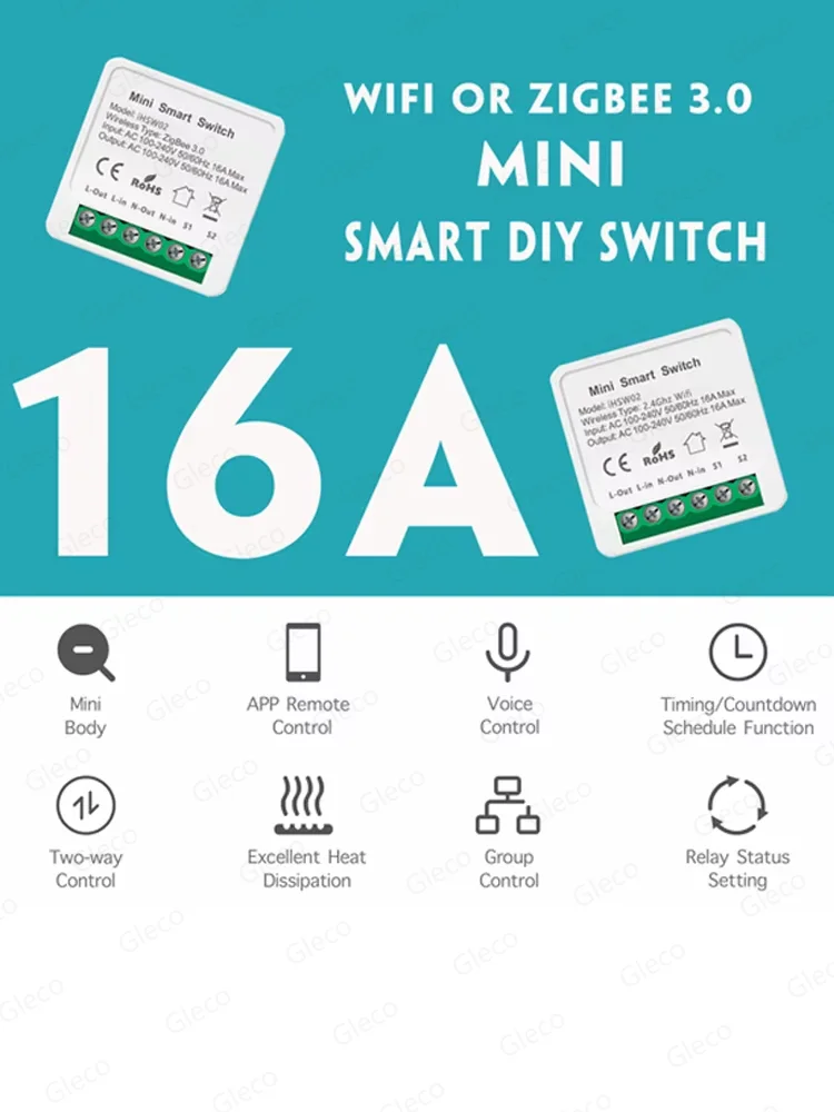 Zigbee 3.0 Mini Smart DIY Schakelaar 2-weg 1/2-kanaals besturing Smart Home Relais Automatisering Schakelaar Werkt met Tuya Alexa Google Home - afbeelding 2