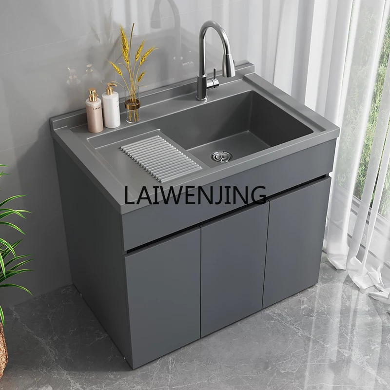 MJY honeycomb aluminum balcony laundry cabinet combination significant other quartz stone washbasin with rubbing board custom