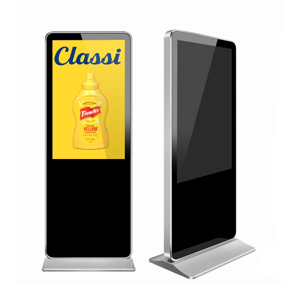 

U disk Plug and Play 65 75 Inch Advertising Screen Floor Stand LCD Digital Signage and Display Vertical Commercial Digital Kiosk
