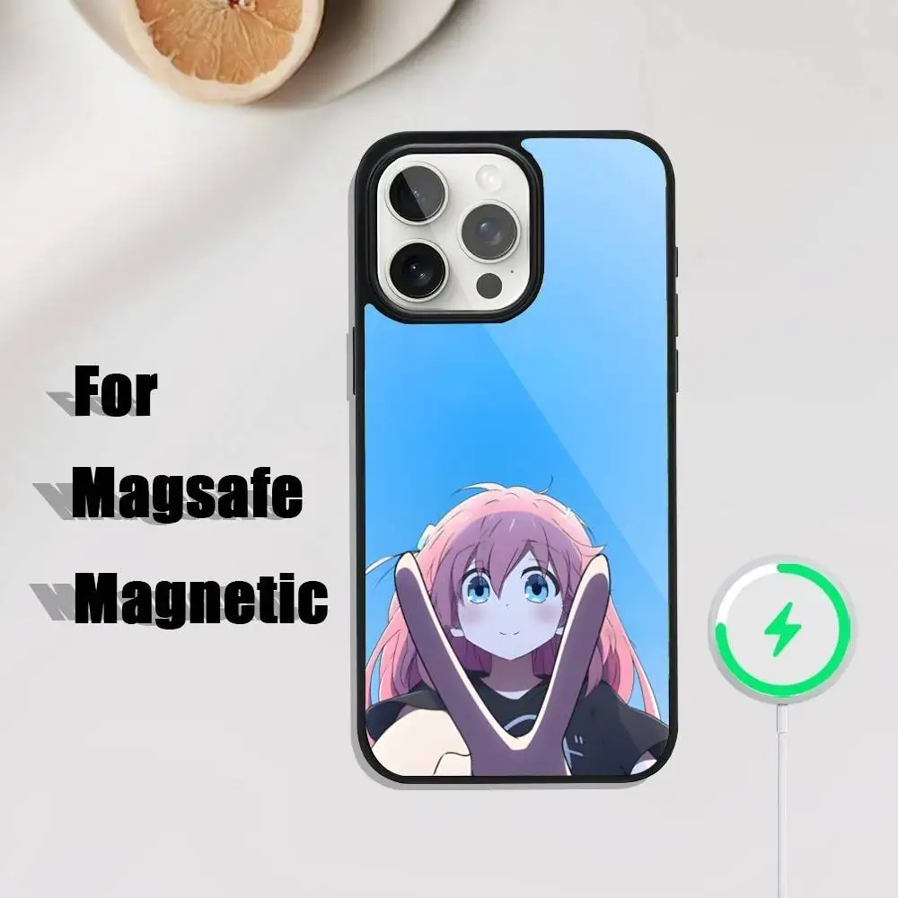 حافظة هاتف B-Bocchi-the-Rock أنيمي لهاتف iPhone 17,16,15,14,13,12,11,Pro,Max,Plus,Mini,SE4,E شحن لاسلكي Magsafe مغناطيسي