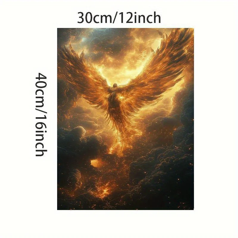 Phoenix Rising Canvas Print – Fantasy Sky Art, Mythical Bird Portrait, Frameless 12×18 Inches, for Home Office Decor
