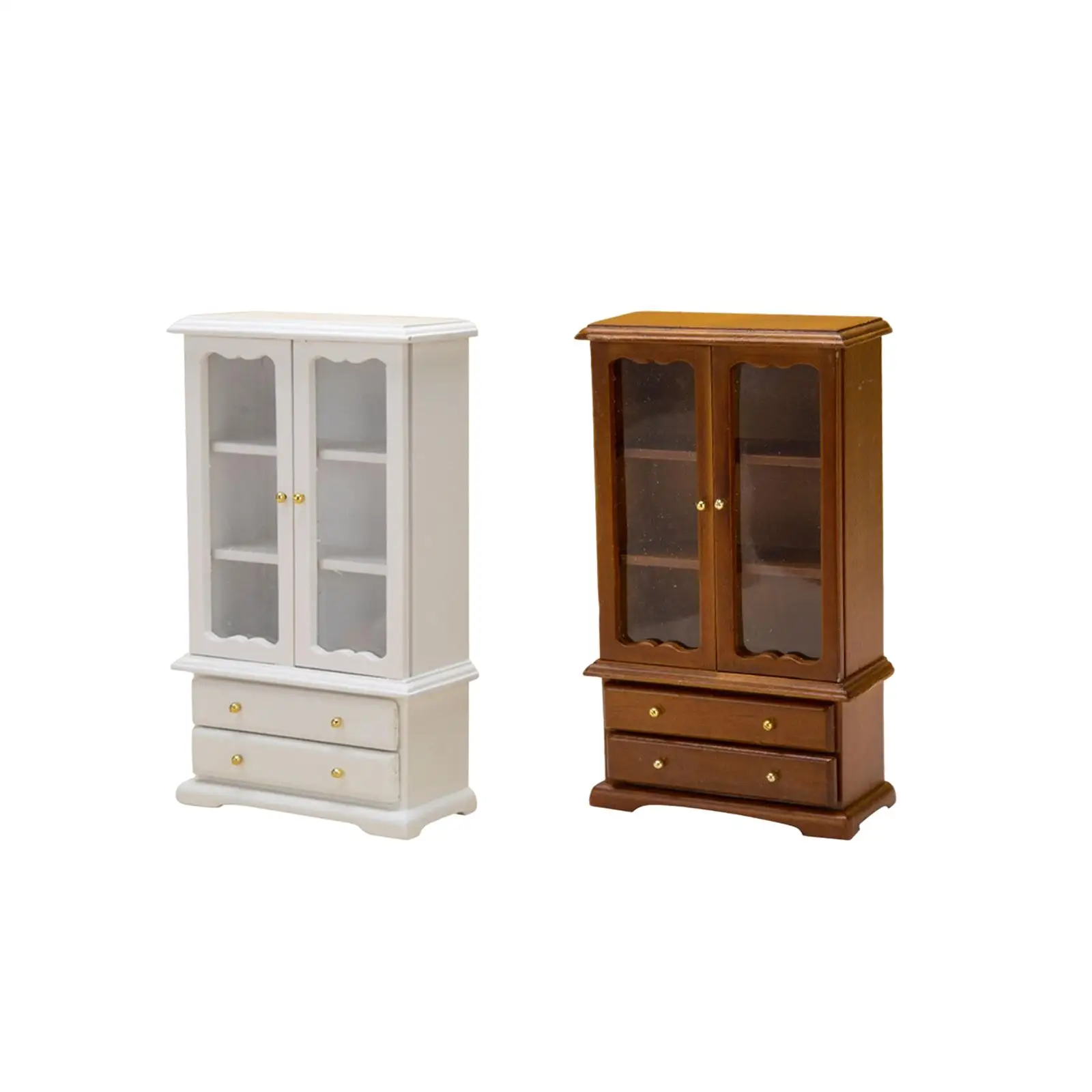1/12 Scale Dollhouse Bookcase Storage Cabinet Wooden Model for Living Room