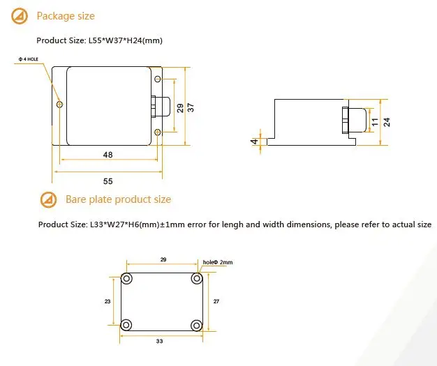 BWSENSING SEC345 3D-Digitalkompass-Neigungsmesser-Sensor, 1-Grad-Genauigkeit mit RS485 RS232 TTL-optionalem Digitalausgang