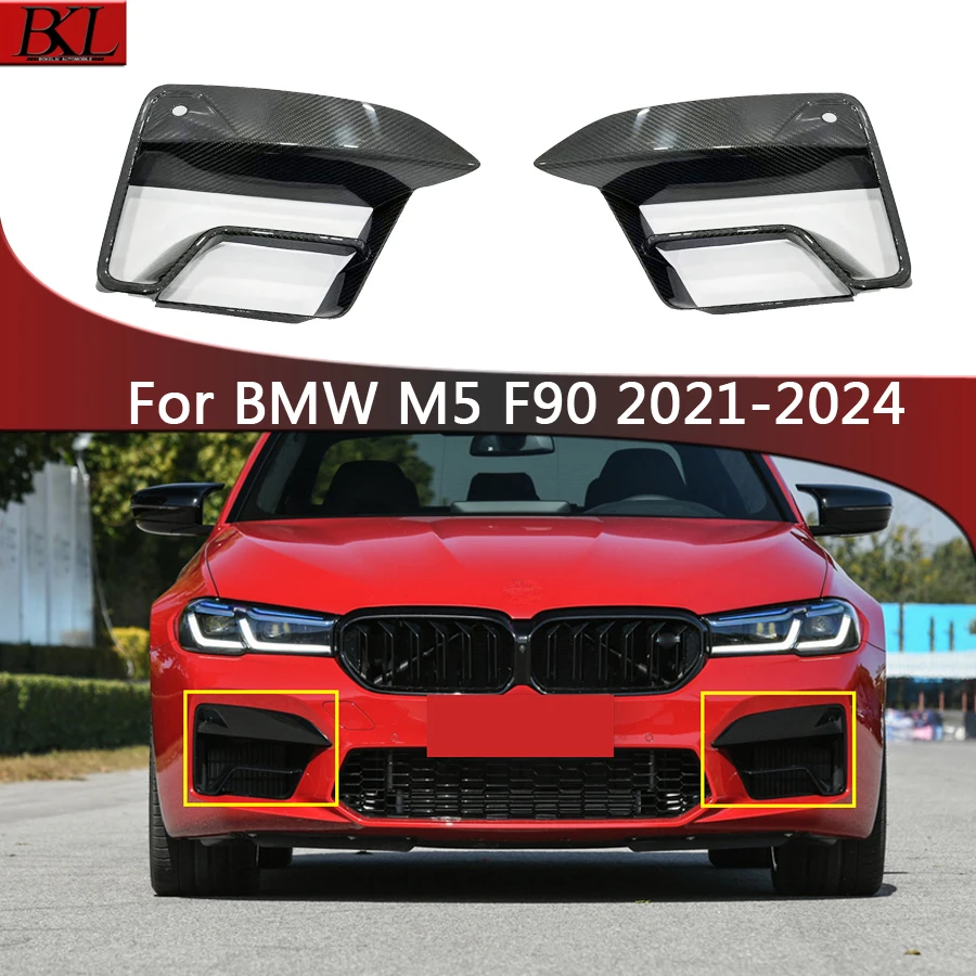 For BMW F90 M5 2021-2024  Dry Carbon Fiber Front Bumper Air Vent Cover Trim Foglamp Mesh Grill Car Accessories upgrade body kit