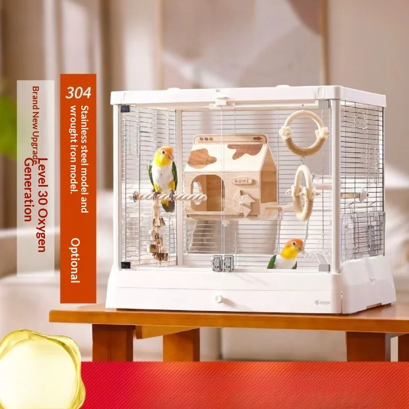 

Large Luxury Parrot Bird Cage Villa Home Indoor Outdoor Bird Cage Stand Spacious Play Top Removable Tray Wheels Lockable