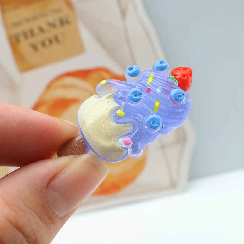 6Pcs Strawberry Fruit Chocolate Ice Cream Resin Handwork Magnetic Refrigerator Sticker Cute DIY Blueberry Office Mood Summer