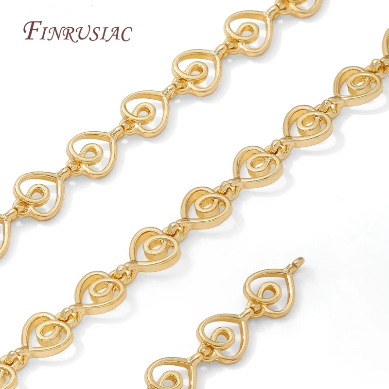 1M 14K Gold Plated Heart Link Chain Spool Hollow Swirl Heart Chain For DIY Necklace Bracelet Jewelry Making Supplies view 4