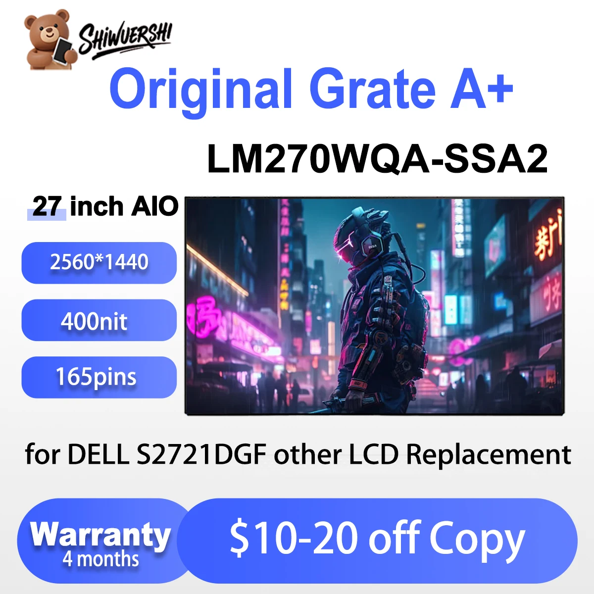 

27 "Новый оригинальный ЖК-экран LM270WQA-SSA2 LM270WQA SSA2 LM270WQA (SS)(A2) IPS 2560*1440 Подходит для DELL S2721DGF