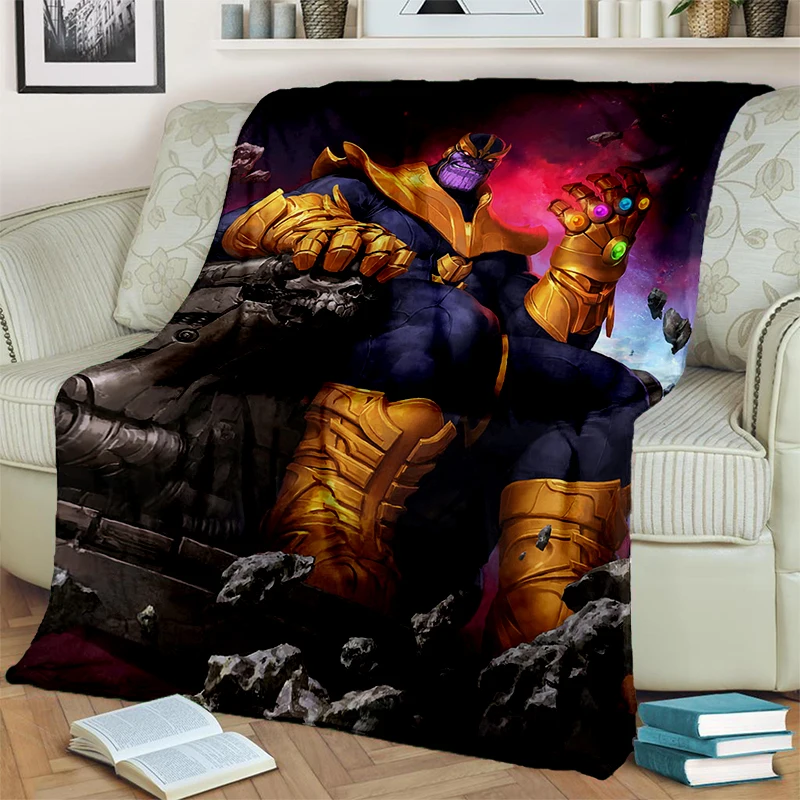 Marvel Thor Thanos Avengers Cartoon Soft Plush Blanket,Flannel Throw Blanket for Living Room Bedroom Sofa Kids Gift Cover