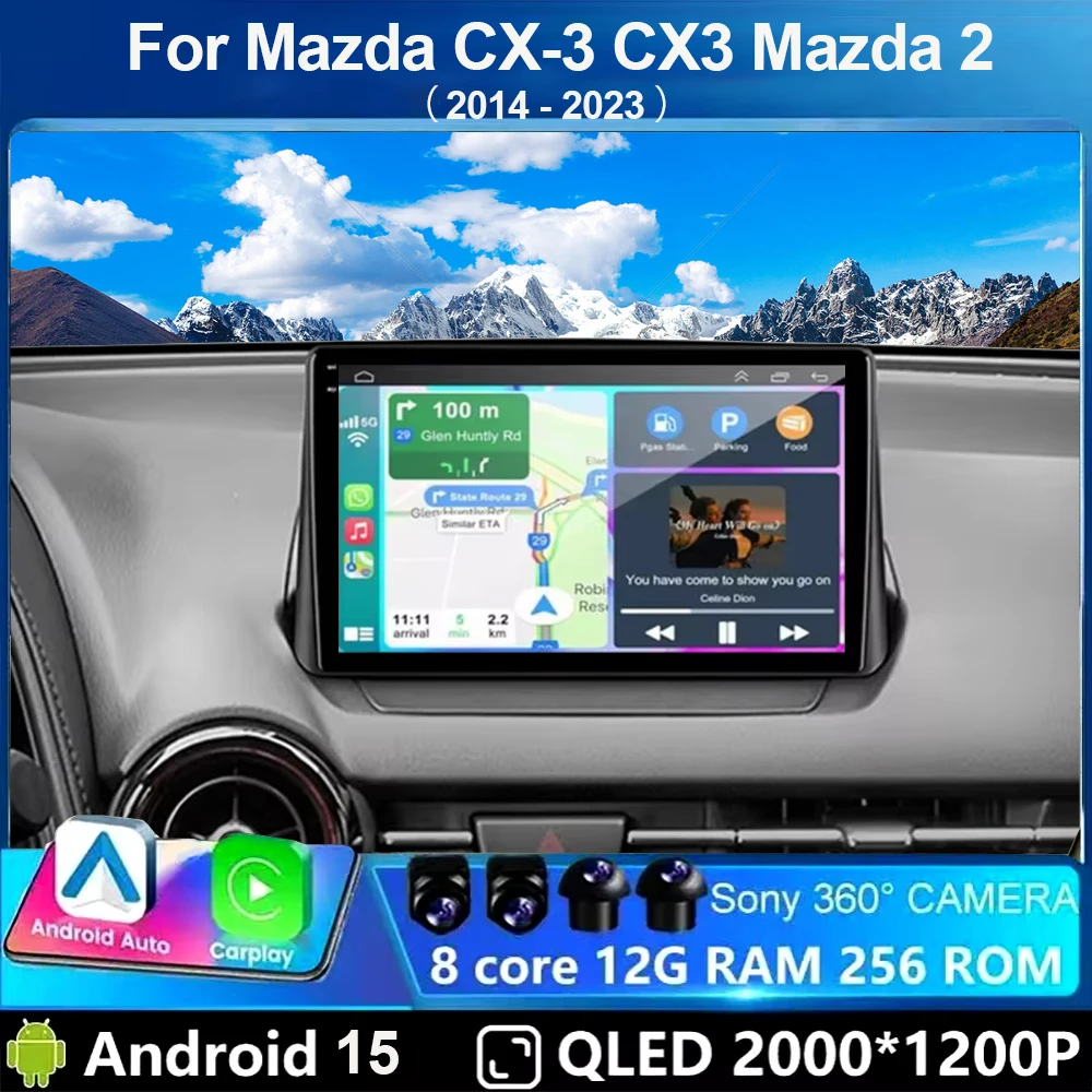 Radio para Auto con Android 15 y Carplay para Mazda CX-3 CX3 Mazda 2 DK 2014 - 2017 2018 2019 2020 2021 Reproductor Multimedia Estéreo 4G DSP