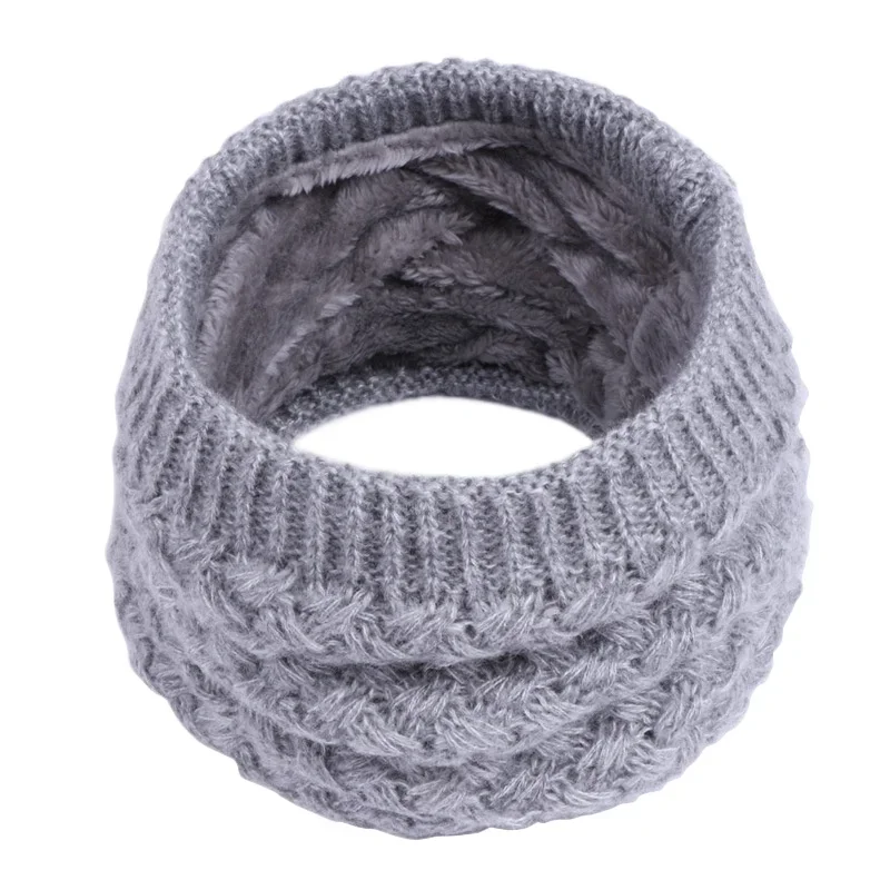 Winter Neck Scarf Knitted thickened Wool Yarn Add Fluff Winter Warm Protective Cervical Spine Loop Outdoor villus Ring Scarf