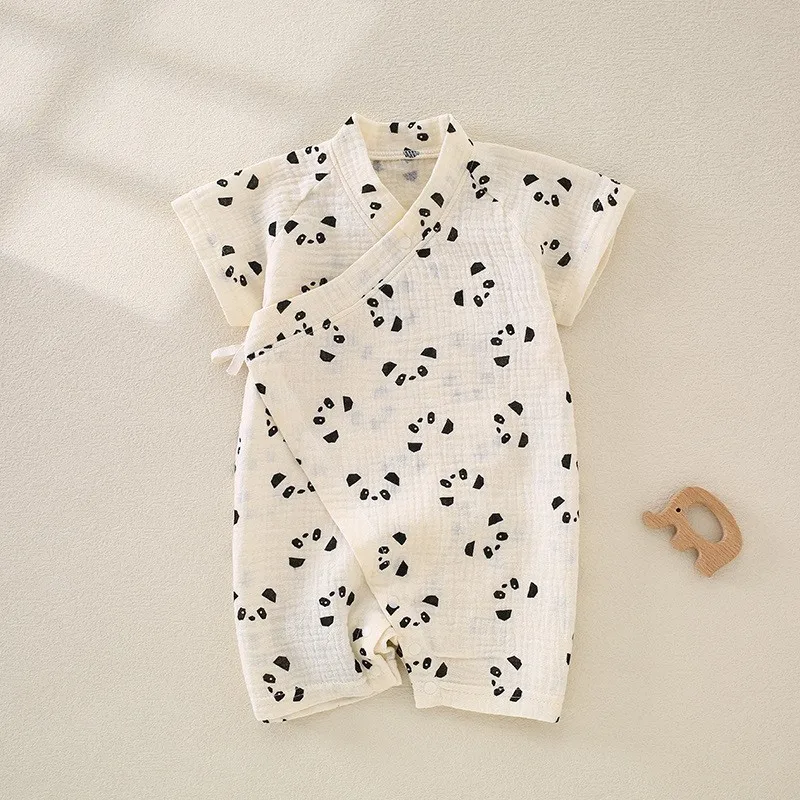 Baby onesie Class A pure cotton summer breathable thin cotton crepe cloth baby climbing clothes air-conditioned clothes
