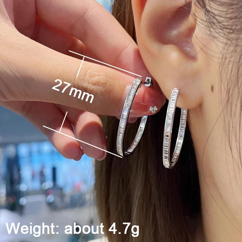 Huitan Large Shiny CZ Hoop Earrings Swanking Trendy Party Anniversary Jewelry for Lady Attractive Charm Gorgeous Ear Accessories