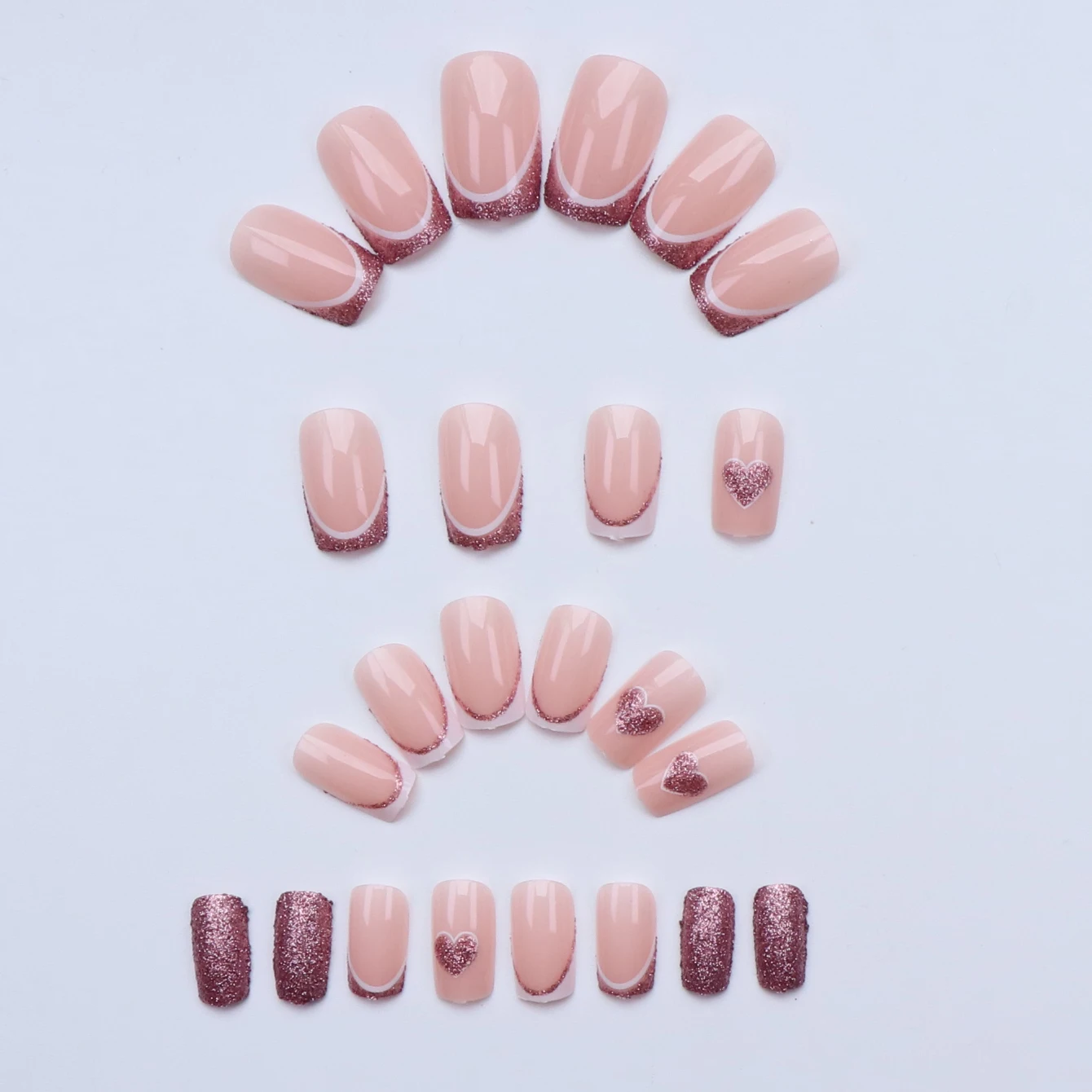 24 قطعة مربع الأرجواني الفرنسي وهمية مسمار قلوب نمط وبريق الأرجواني قابلة لإعادة الاستخدام هلام الغراء 1 قطعة انتهازي للبشرة مناسبة للنساء #2