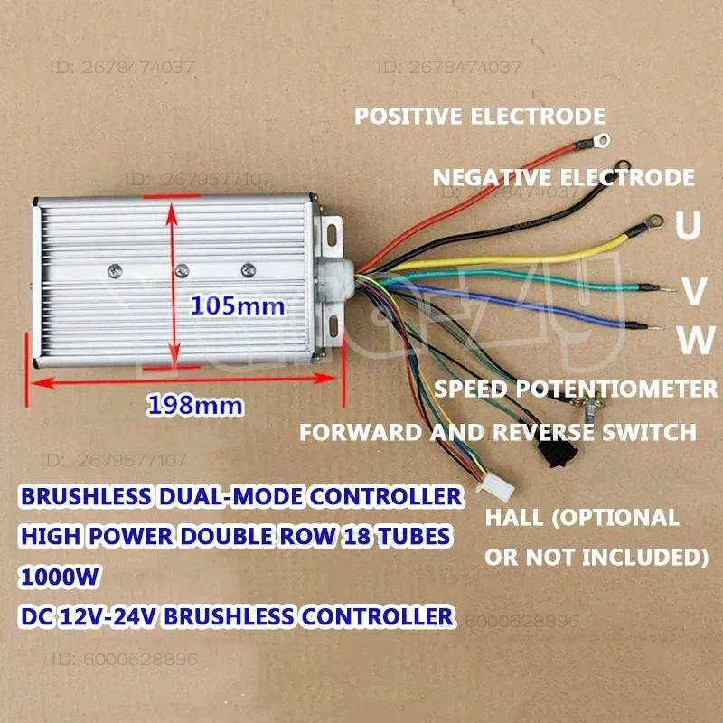 DC12V-24V brushless motor controller DC speed regulation three-phase high power brushless motor driver DIY accessories 1000W 55A