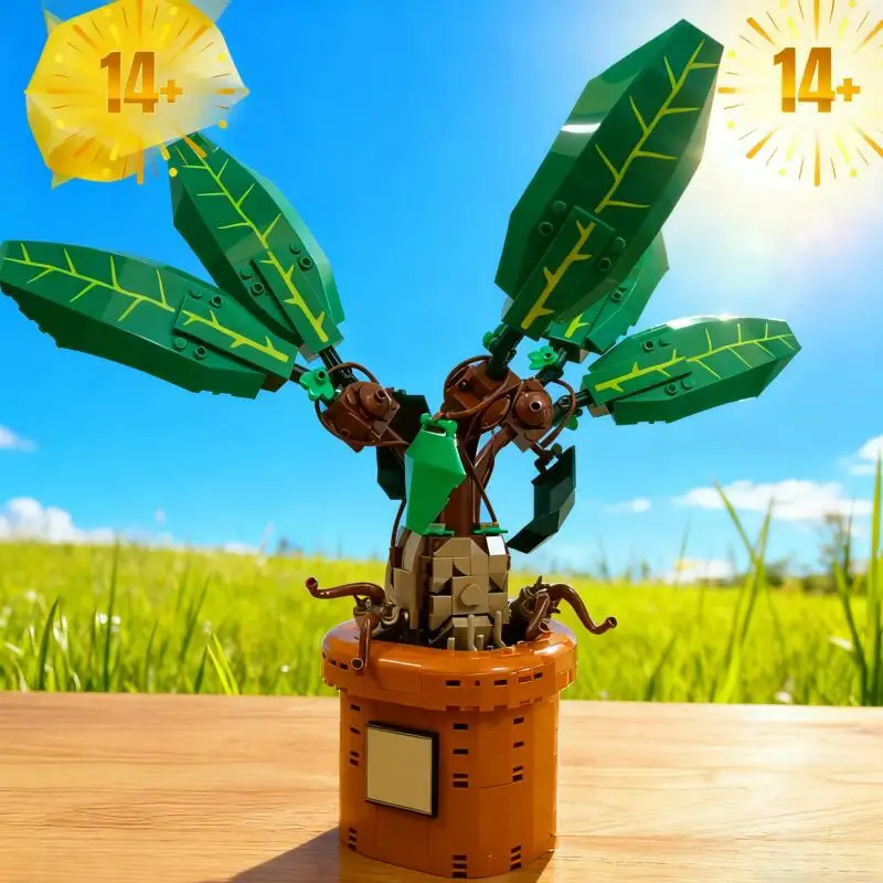 سلسلة أفلام شعبية جديدة مانديلا جراس بونساي اللبنات الحلي لهواة الجمع أو إرسال هدايا صديق متوافق 76433