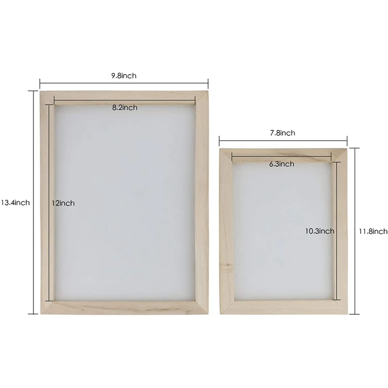 4 Pack Wooden Paper Making Mould Frame, Screen Printing Frame for DIY and Dried Flower Handcraft, 2 Size-A51M