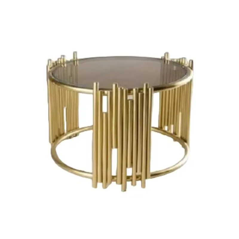 

Gold-plated glass top table Unique bone inlay Console Home decoration Living room decoration stool