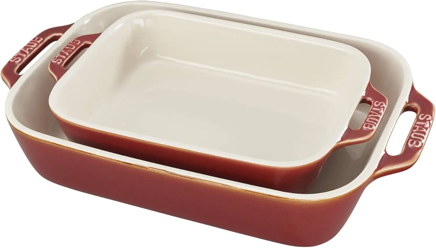 

Rectangular Baking Dish Set 2-Pack for Oven, Scratch-Resistant Porcelain Enamel Finish, Rustic Red