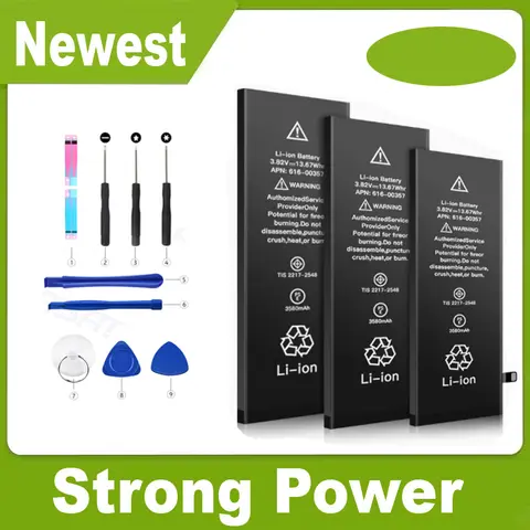 100% New Battery for iphone 4 5 3GS 6 6S 7 7S 8 8S SE II 2 / 6S plus/7 8 Plus X XR XS 11 12 mini 13 Pro Max 14 14 Plus