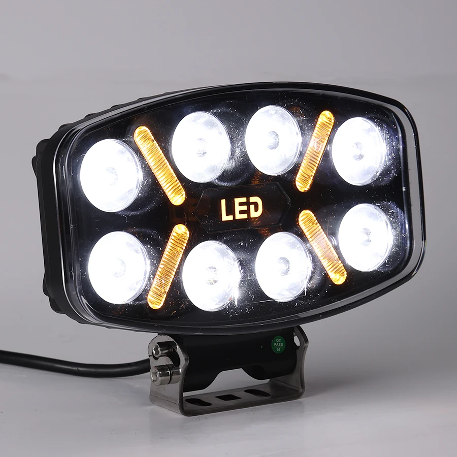 9.6 Inch Super Bright With White Yellow DRL LED Spot Work Driving Head Light For Truck BUS Trailer 10-30V DC