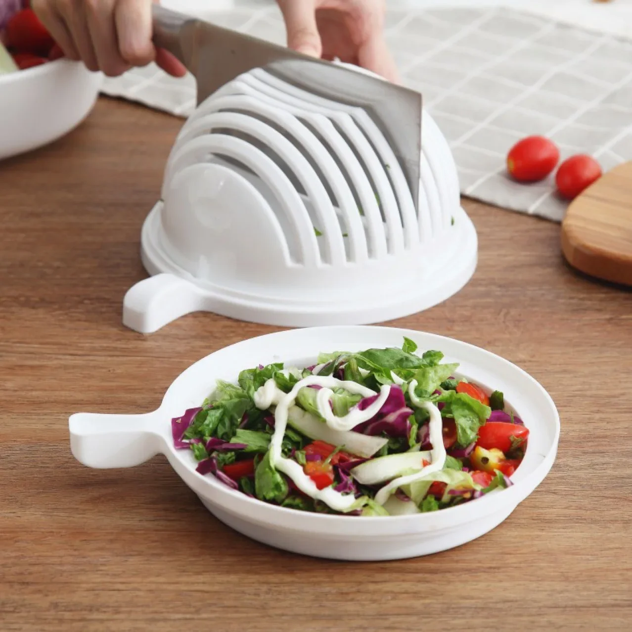 Multifunctional Fruit Salad Bowl Household Fruit and Vegetable Cutting Bowl Chopper Vegetable Salad Cutter Kitchen Accessories