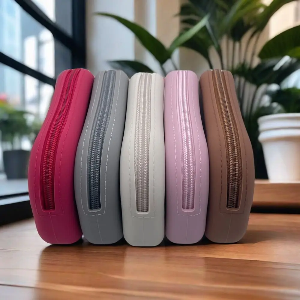 Morandi Color Silicone Cosmetic Bag Coin Purse Large Capacity Multifunction Storage Bag Rectangle Makeup Brush Holder
