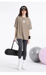 Summer Women Yoga Oversize 2 Pieces Tracksuit Quick-dry Breathable T-shirt+High Waist Mesh Patchwork Leggings Gym Fitness Sets
