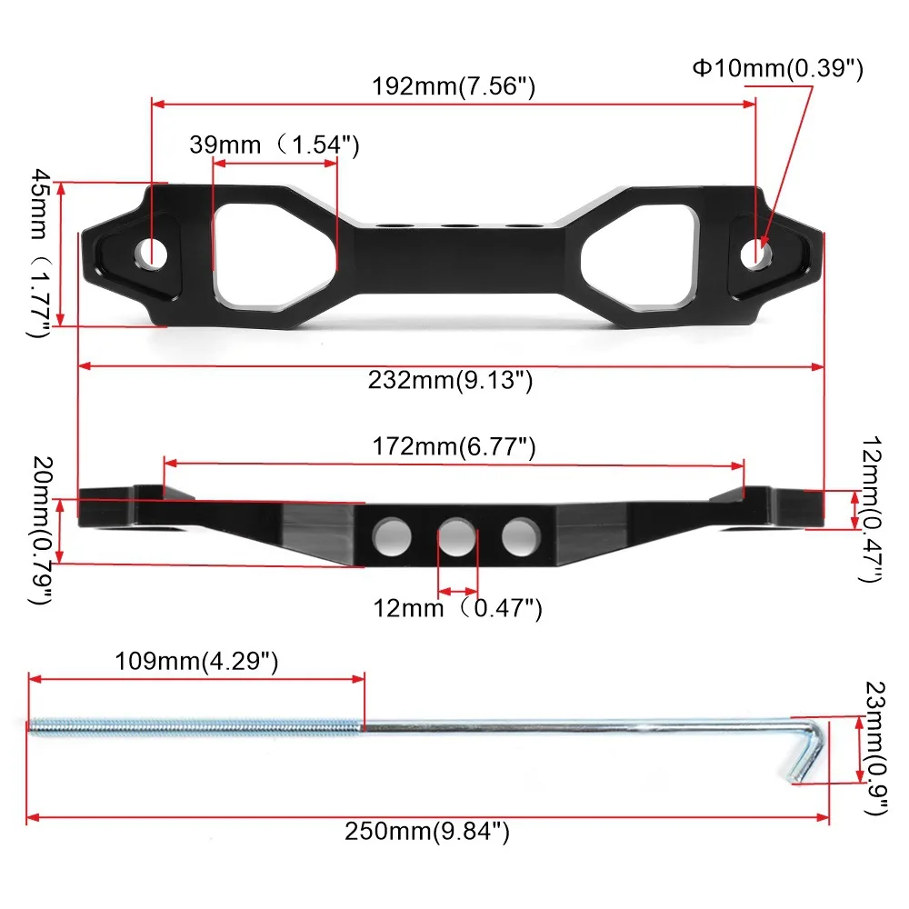 Car Battery Hold Down Bracket Kit - Long/Short Version with J Hook & Bolt Set, Universal Fit
