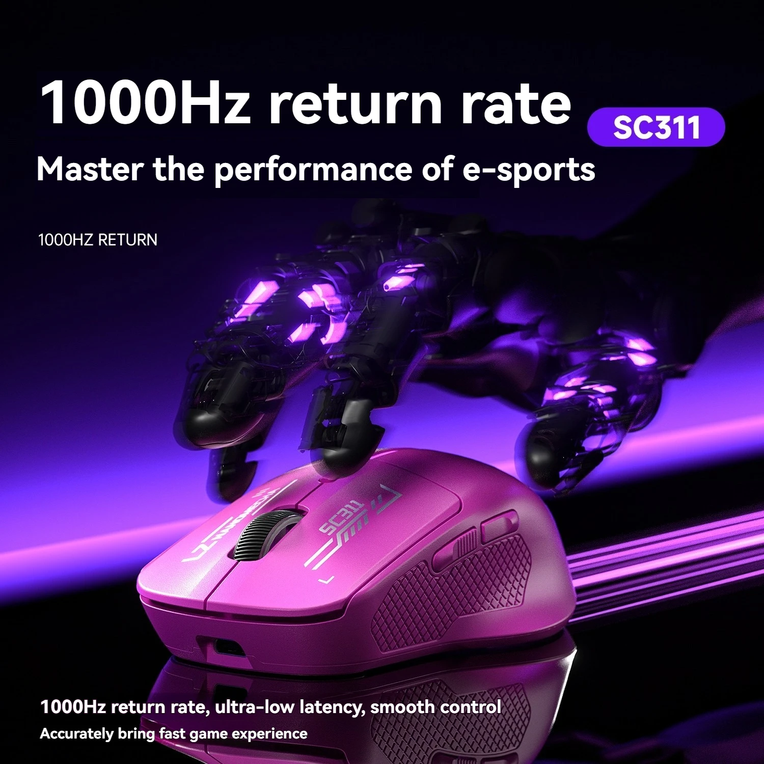 Aula SC311 Maus, kabellos/kabelgebunden, 3 Modi, 2,4 G, leichtes Design, 1 kHz, 10.000 DPI, RGB-Hintergrundbeleuchtung, Desktop-Gaming-/Büro-Maus