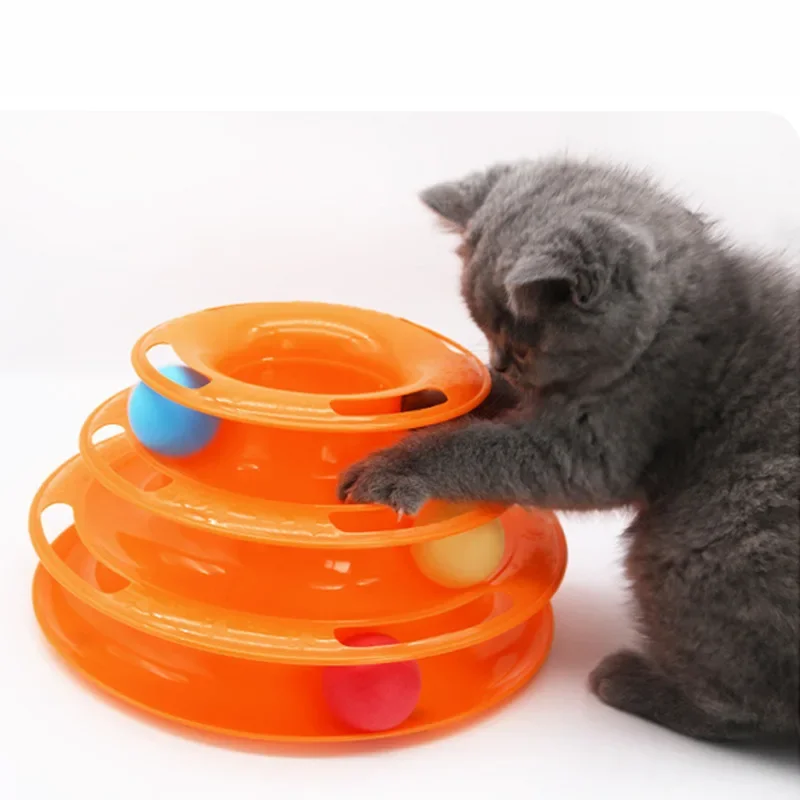 3/4 Levels Cats Toy Tower Tracks Cat Toys Interactive Cat Intelligence Training Amusement Plate Tower Pet Products Cat Tunnel