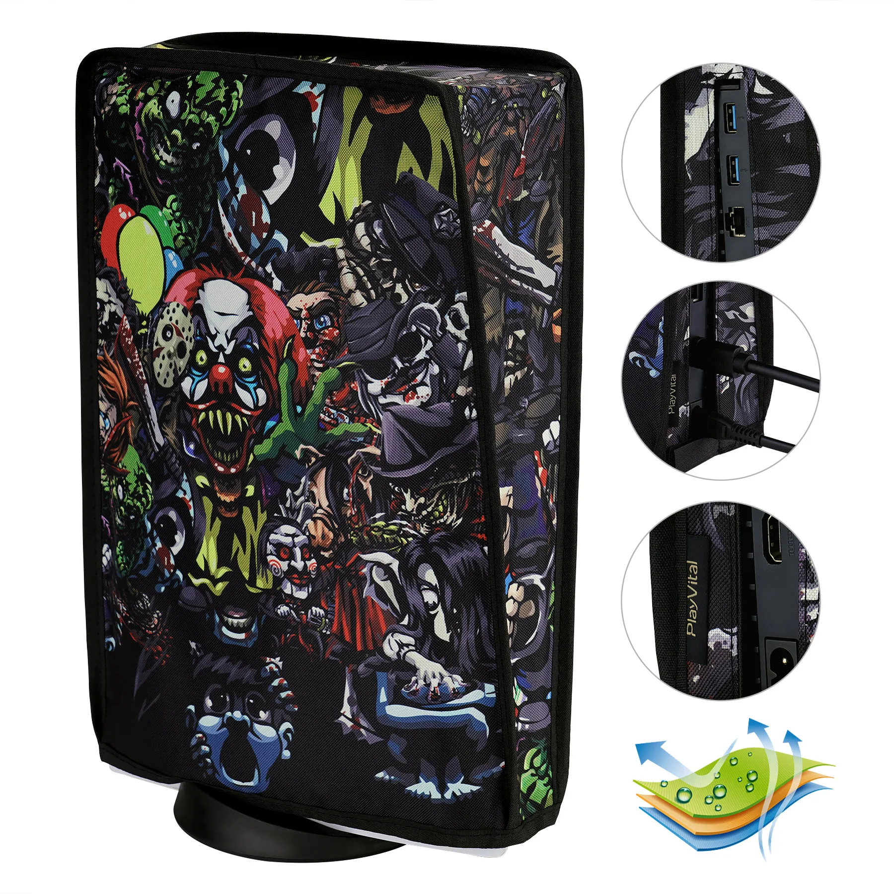 PlayVital 소프트 나일론 먼지 커버, ps5 콘솔용, 스크래치 방지 방수 커버 가드, ps5 디스크 버전 및 디지털 버전용