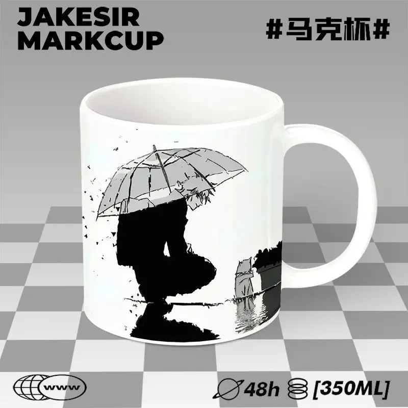 Persönlichkeit Jujutsu Kaisen Gojo Satoru Spaß Kreative Anime Cartoon Muster Mode Keramik Becher mit Griff, Hitzebeständig, Geschenk